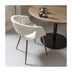 WOOOD Eetkamerstoelen|Yossi Eetkamerstoel naturel met metalen poot koper