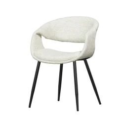 WOOOD Eetkamerstoelen|Yossi Eetkamerstoel naturel met metalen poot zwart