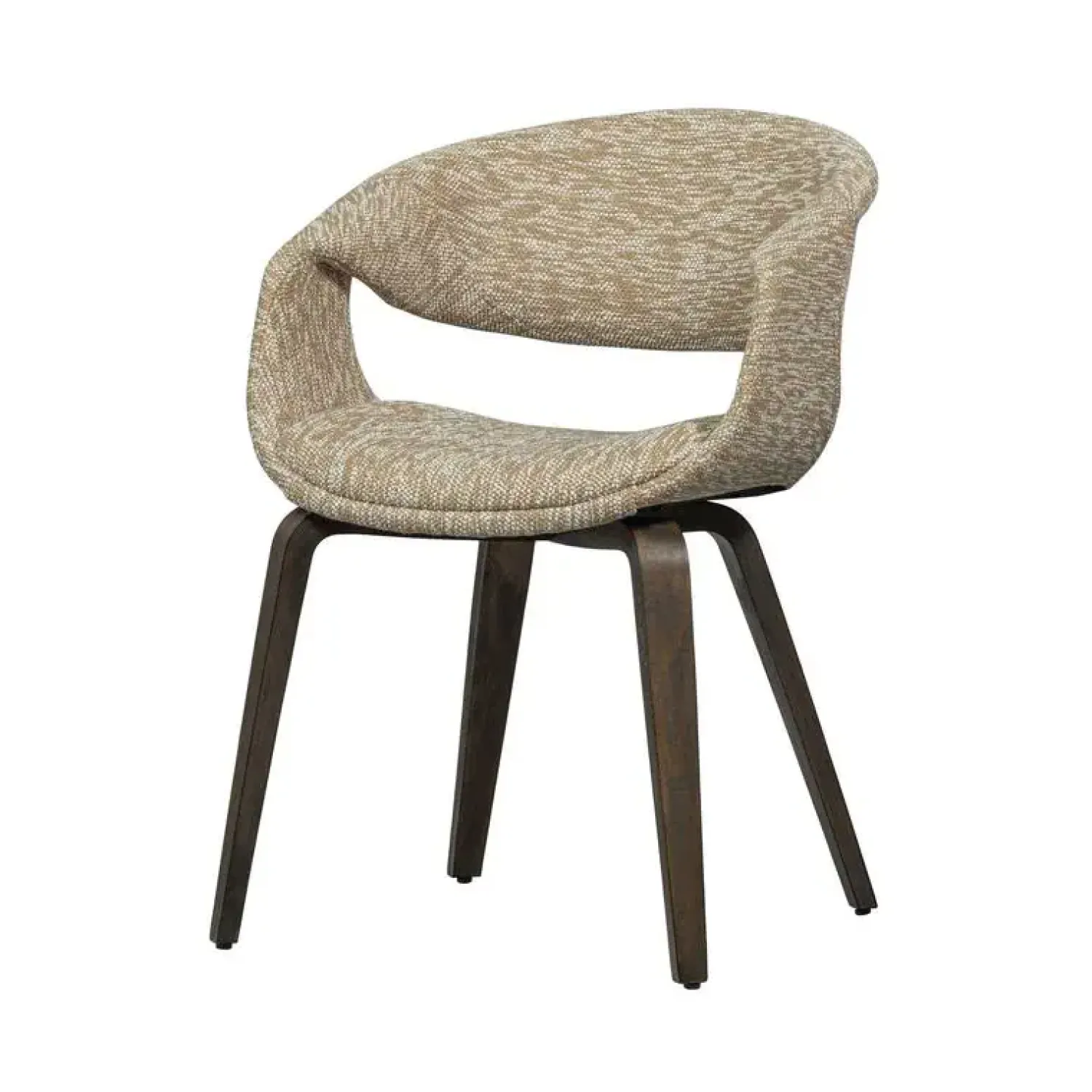 WOOOD Eetkamerstoelen|Yossi Eetkamerstoel zand met houten poot donkerbruin