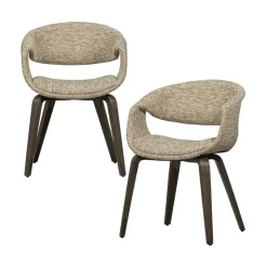 WOOOD Eetkamerstoelen|Yossi Eetkamerstoel zand met houten poot donkerbruin