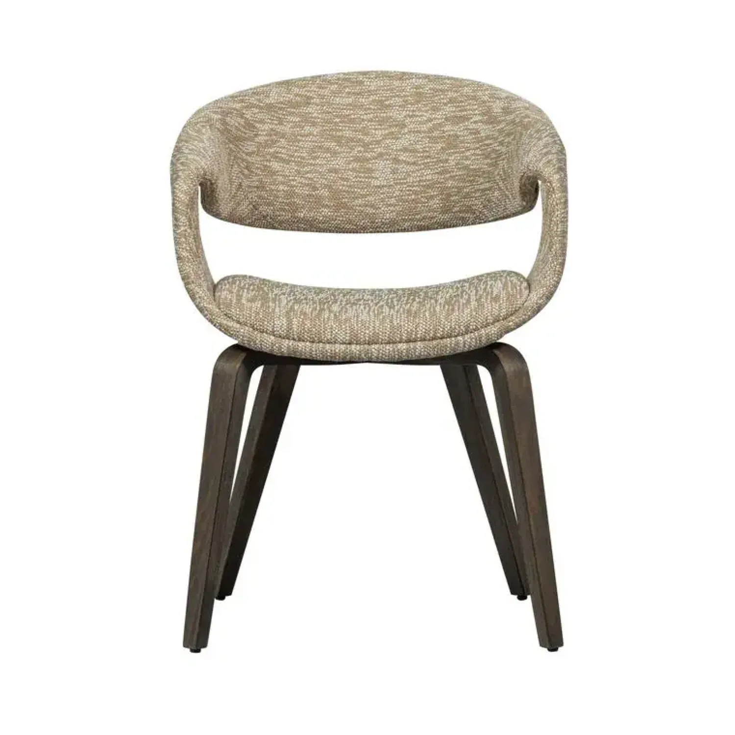 WOOOD Eetkamerstoelen|Yossi Eetkamerstoel zand met houten poot donkerbruin