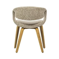 WOOOD Eetkamerstoelen|Yossi Eetkamerstoel zand met houten poot naturel