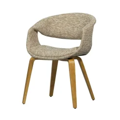 WOOOD Eetkamerstoelen|Yossi Eetkamerstoel zand met houten poot naturel