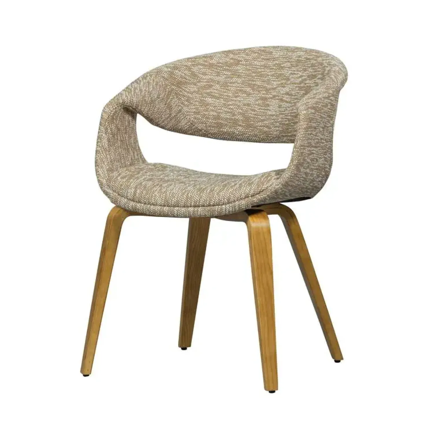 WOOOD Eetkamerstoelen|Yossi Eetkamerstoel zand met houten poot naturel