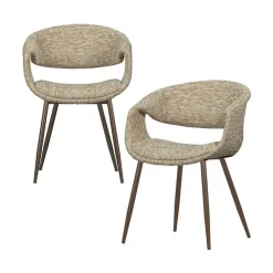WOOOD Eetkamerstoelen|Yossi Eetkamerstoel zand met metalen poot koper