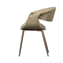 WOOOD Eetkamerstoelen|Yossi Eetkamerstoel zand met metalen poot koper