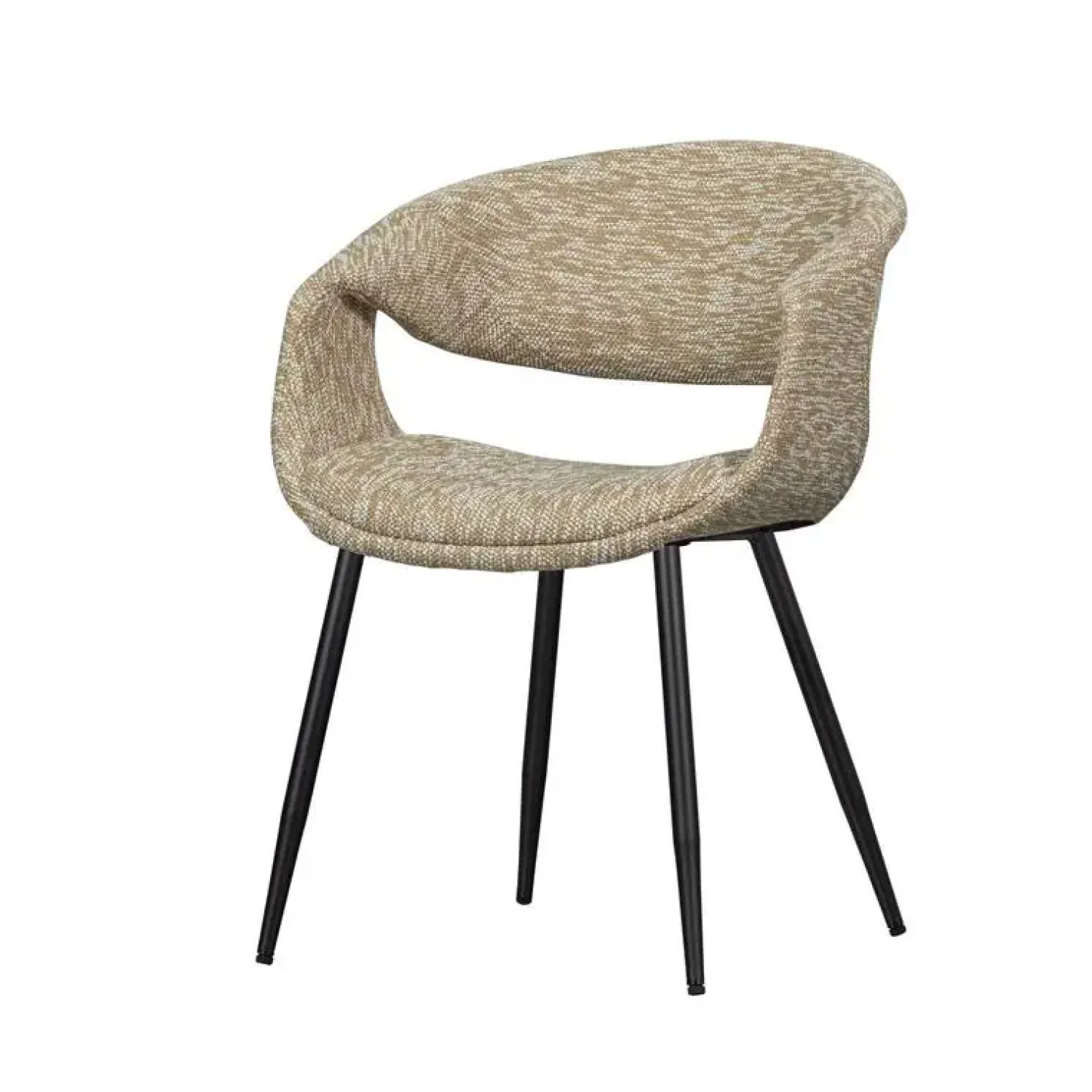 WOOOD Eetkamerstoelen|Yossi Eetkamerstoel zand met metalen poot zwart