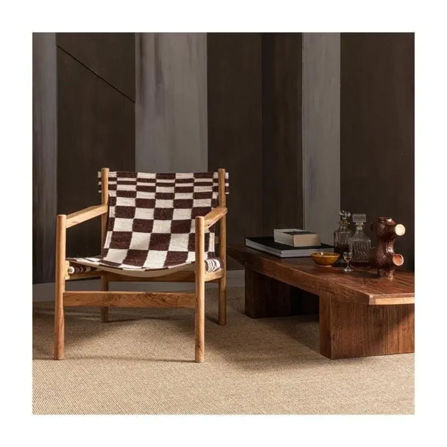 WOOOD Fauteuils|Zano Fauteuil Hout met patroon