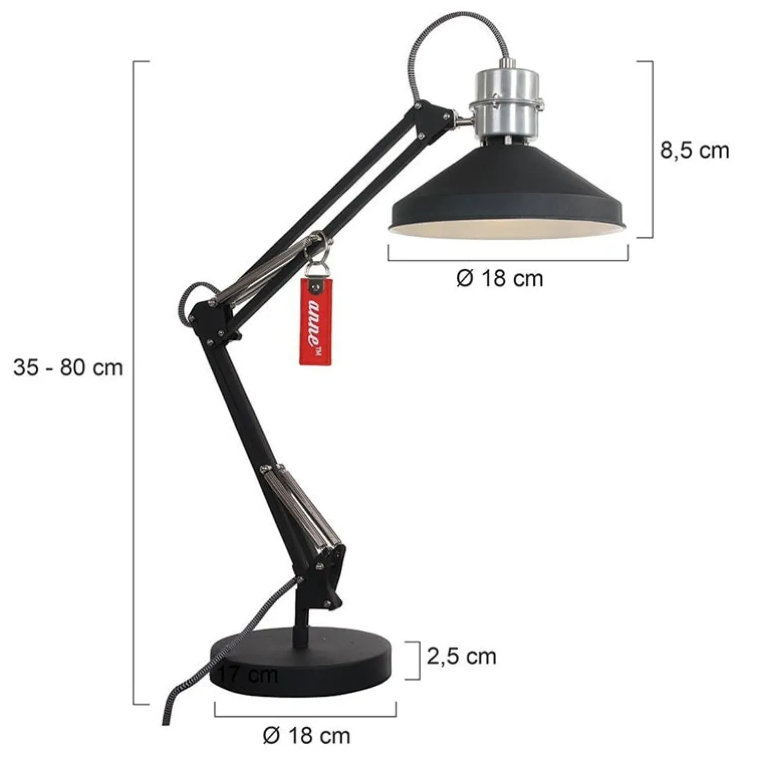 Steinmex Bureaulampen|Tafellampen|Zappa tafellamp industrieel zwart