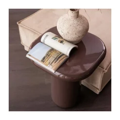 WOOOD Bijzettafels|Zava Bijzettafel Hoogglans Donkerbruin 50cm
