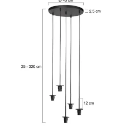 Steinmex Hanglampen|Glazen Hanglamp|Zavi 5-lichts Getrapte Hanglamp Geribbeld Amberglas