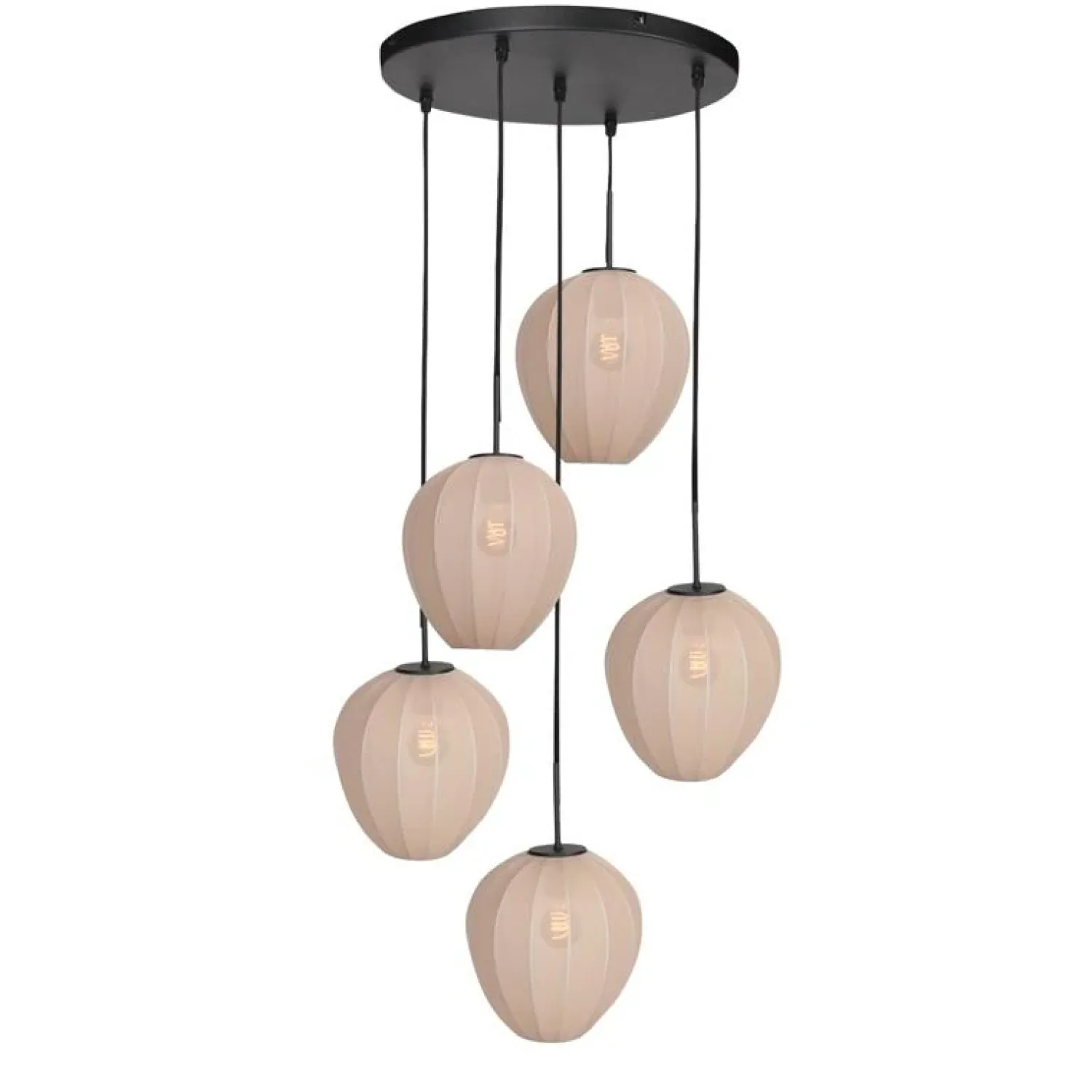 Steinmex Hanglampen|Zavi 5-lichts Getrapte Hanglamp Crème Stof