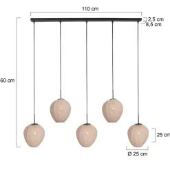 Steinmex Hanglampen|Zavi 5-lichts Hanglamp Crème Stof