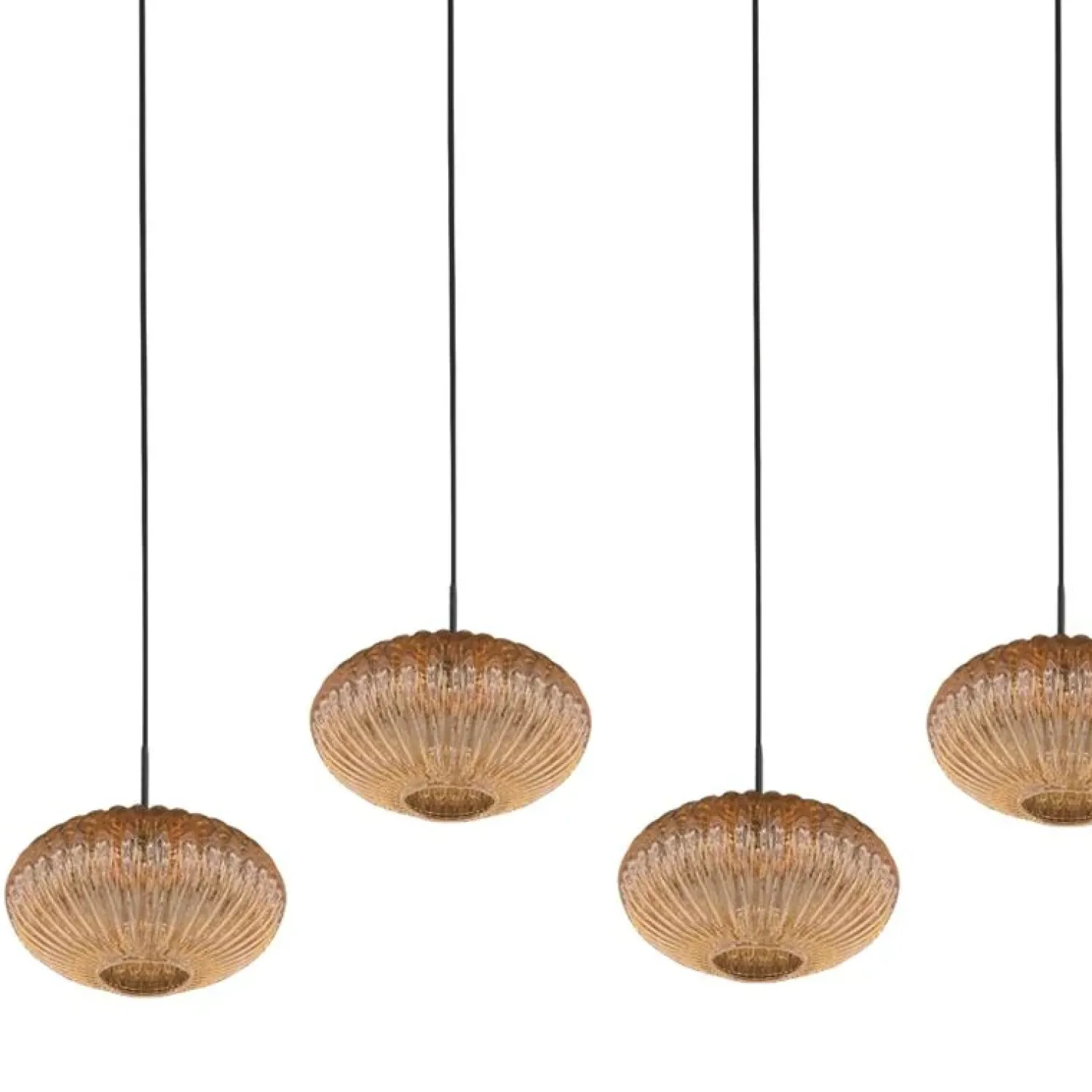 Steinmex Hanglampen|Glazen Hanglamp|Zavi 5-lichts Hanglamp Geribbeld Amberglas
