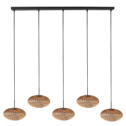 Steinmex Hanglampen|Glazen Hanglamp|Zavi 5-lichts Hanglamp Geribbeld Amberglas