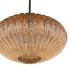 Steinmex Hanglampen|Glazen Hanglamp|Zavi 1-lichts Hanglamp Geribbeld Amberglas