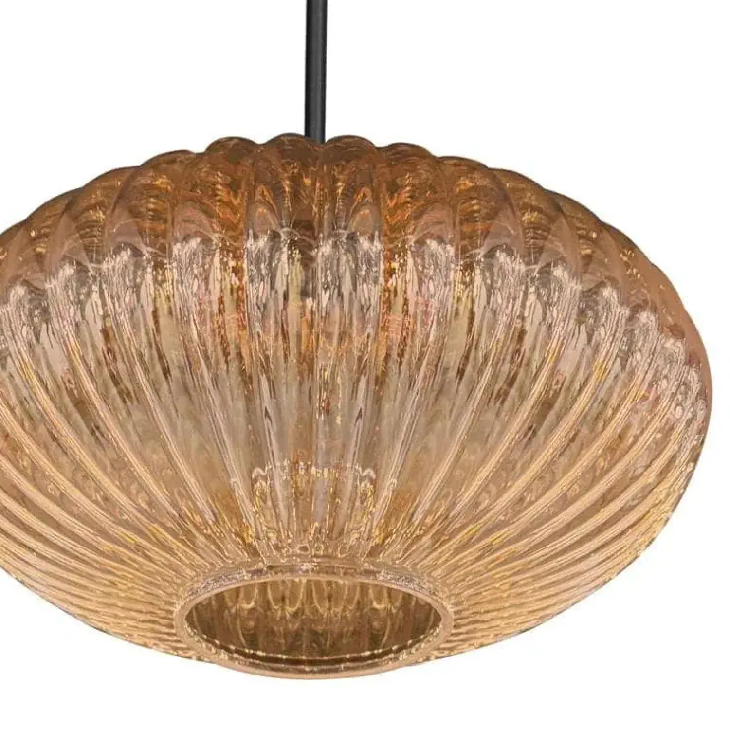 Steinmex Hanglampen|Glazen Hanglamp|Zavi 1-lichts Hanglamp Geribbeld Amberglas