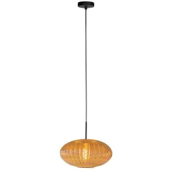 Steinmex Hanglampen|Glazen Hanglamp|Zavi 1-lichts Hanglamp Geribbeld Amberglas