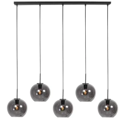 Trading Lighting Hanglampen|Glazen Hanglamp|Zavi 5-lichts Hanglamp Smoke Bol