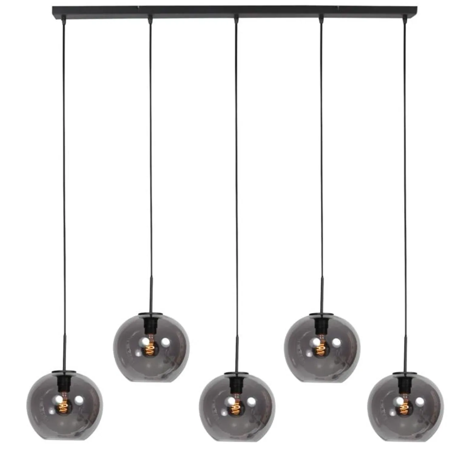 Trading Lighting Hanglampen|Glazen Hanglamp|Zavi 5-lichts Hanglamp Smoke Bol
