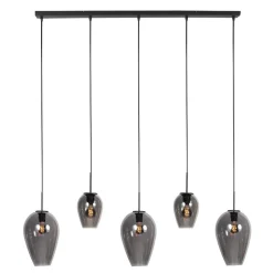 Steinmex Hanglampen|Glazen Hanglamp|Zavi 5-lichts Hanglamp Smoke Langwerpig