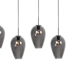 Steinmex Hanglampen|Glazen Hanglamp|Zavi 5-lichts Hanglamp XL Smoke Langwerpig