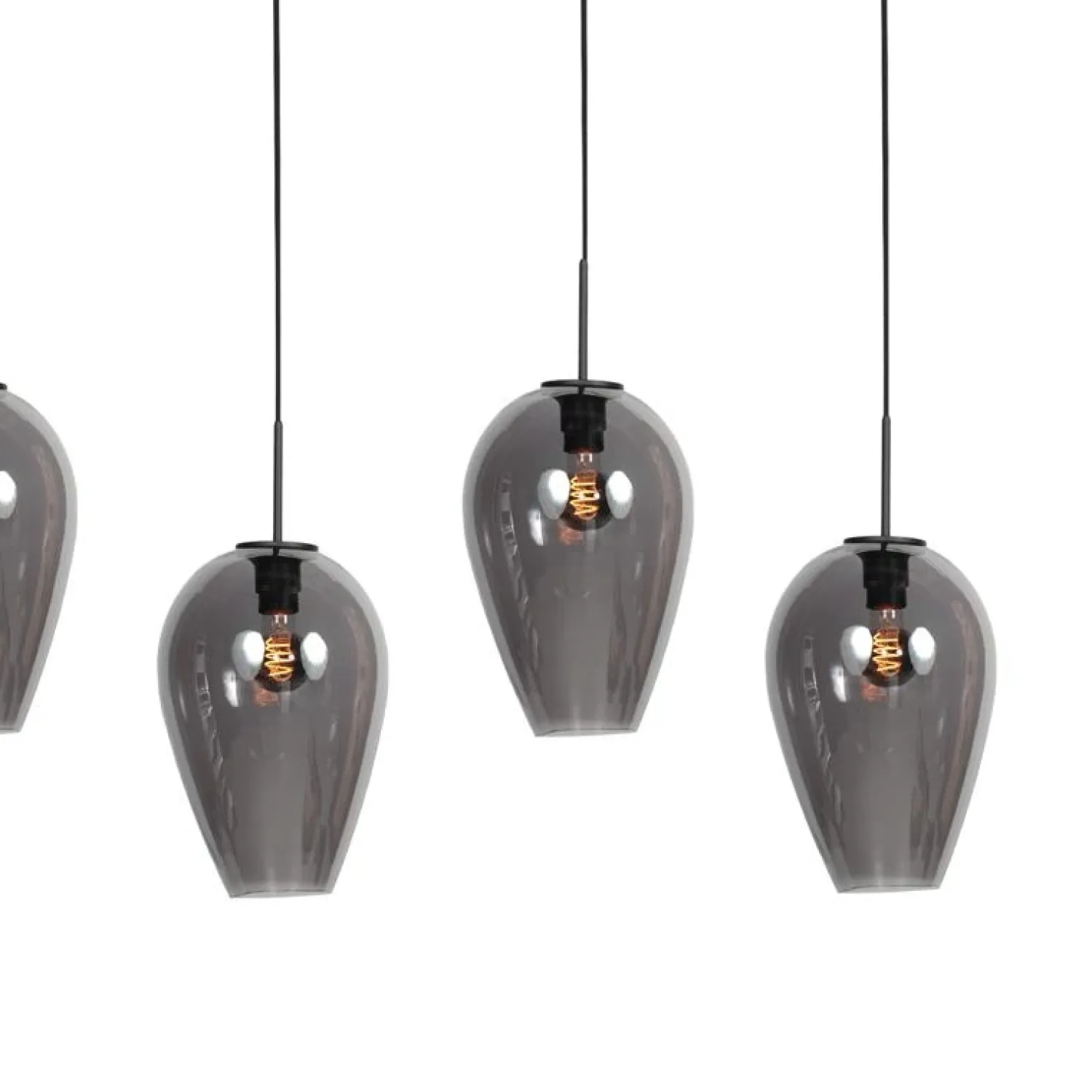 Steinmex Hanglampen|Glazen Hanglamp|Zavi 5-lichts Hanglamp XL Smoke Langwerpig