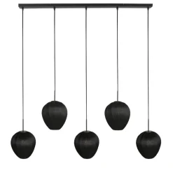 Steinmex Hanglampen|Zavi 5-lichts Hanglamp Zwart Stof