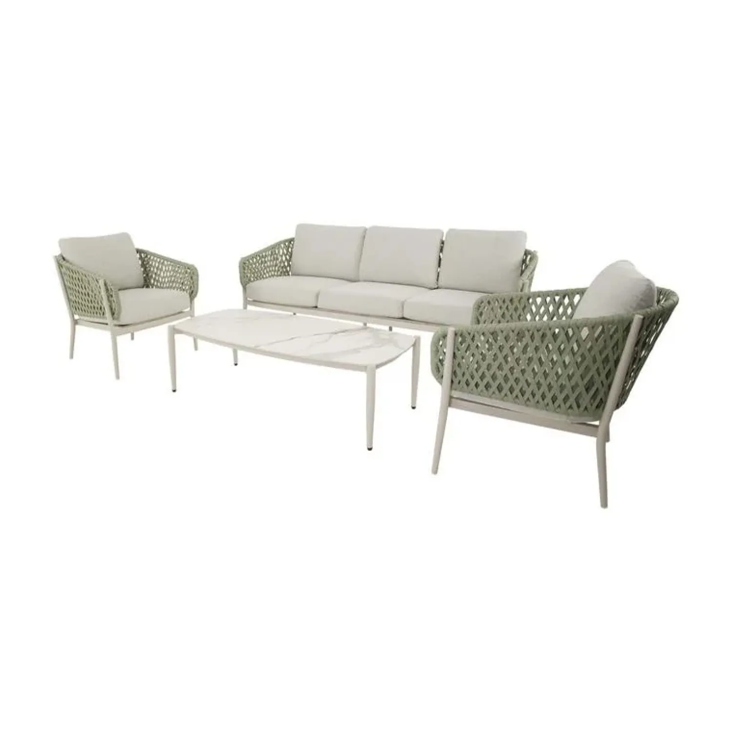 Lesli Living Loungeset|Zaya Loungeset groen/beige