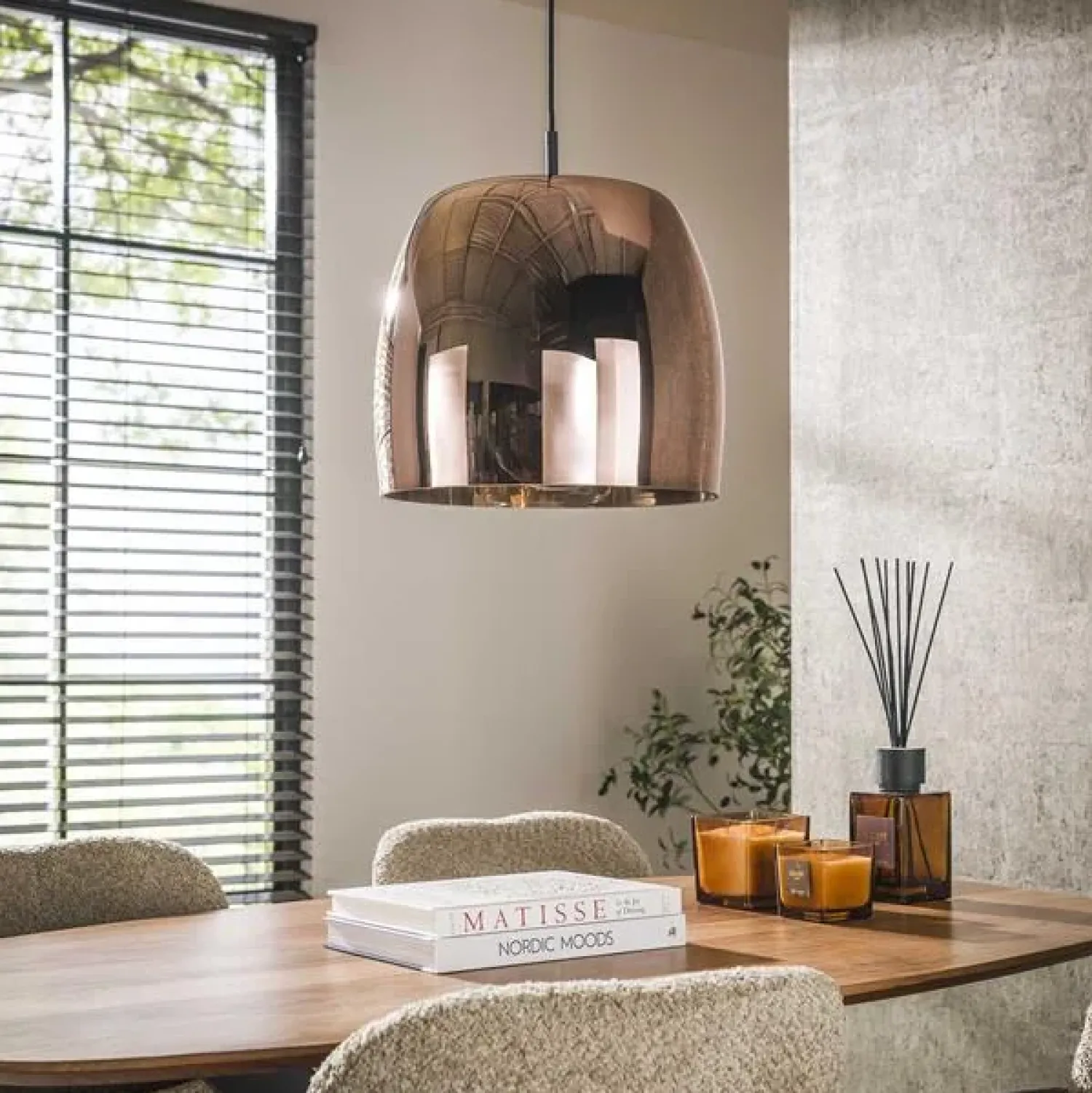 Kalfort Hanglampen|Glazen Hanglamp|Zeldana 1-lichts Hanglamp Koper glas