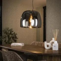 Steinmex Hanglampen|Glazen Hanglamp|Zeldana 1-lichts Hanglamp XL Smoke Glas
