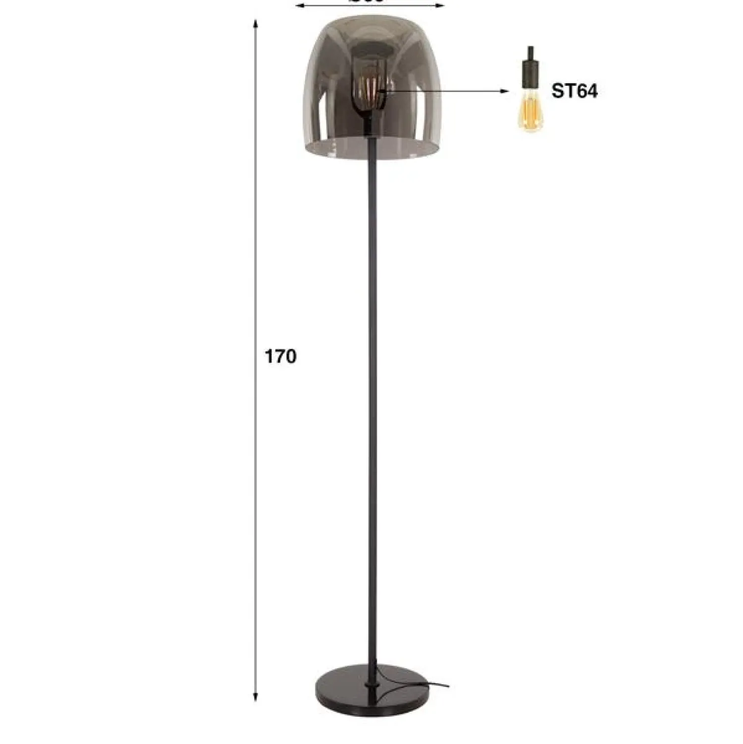 Kalfort Vloerlampen|Zeldana 1-lichts Vloerlamp Smoke glas