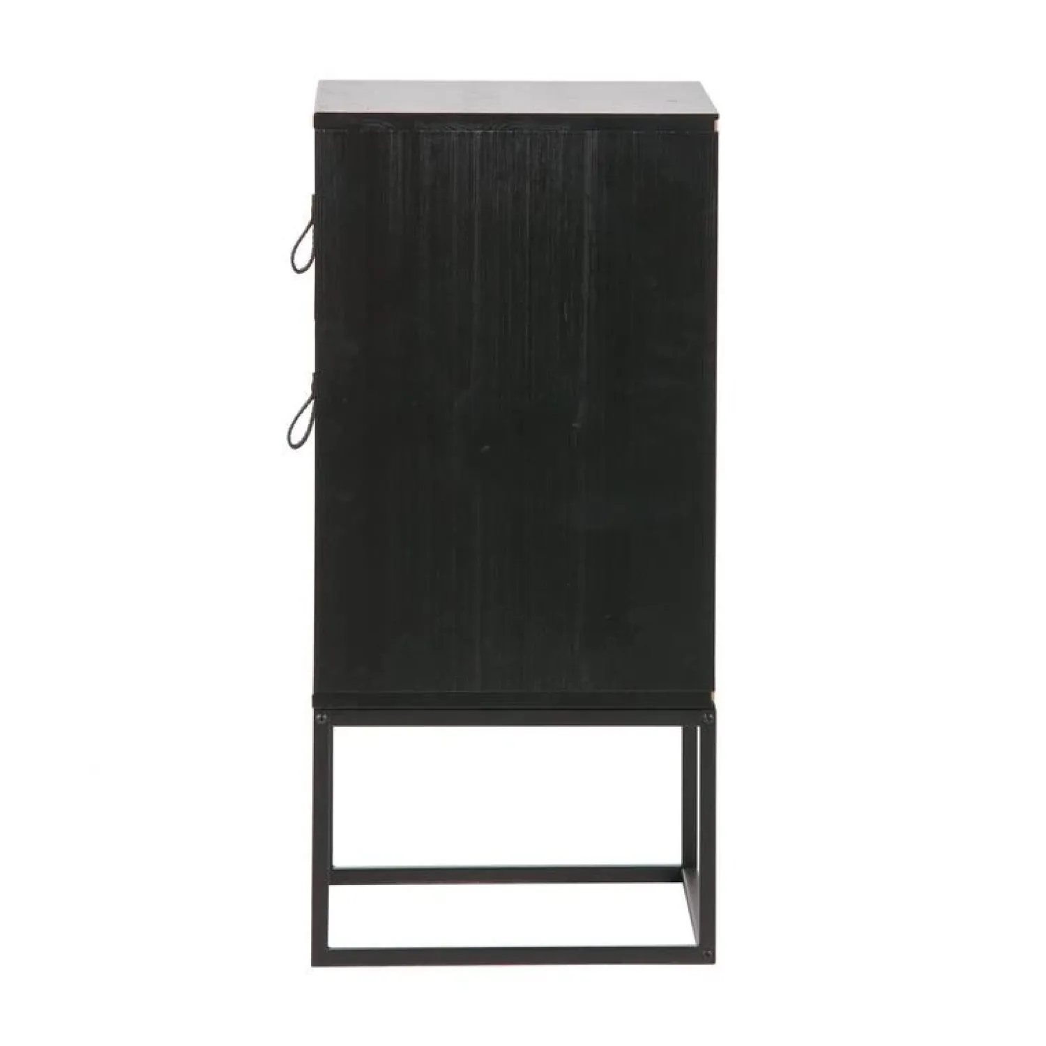 WOOOD Nachtkastjes|Industriele Kasten|Zola Nachtkastje met Lade en Deur Zwart 40cm