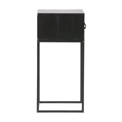 WOOOD Nachtkastjes|Industriele Kasten|Zola Nachtkastje met Lade Zwart 40cm