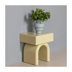 WOOOD Nachtkastjes|Industriele Kasten|Zorel Nachtkastje Hoogglans Zachtgeel 50cm