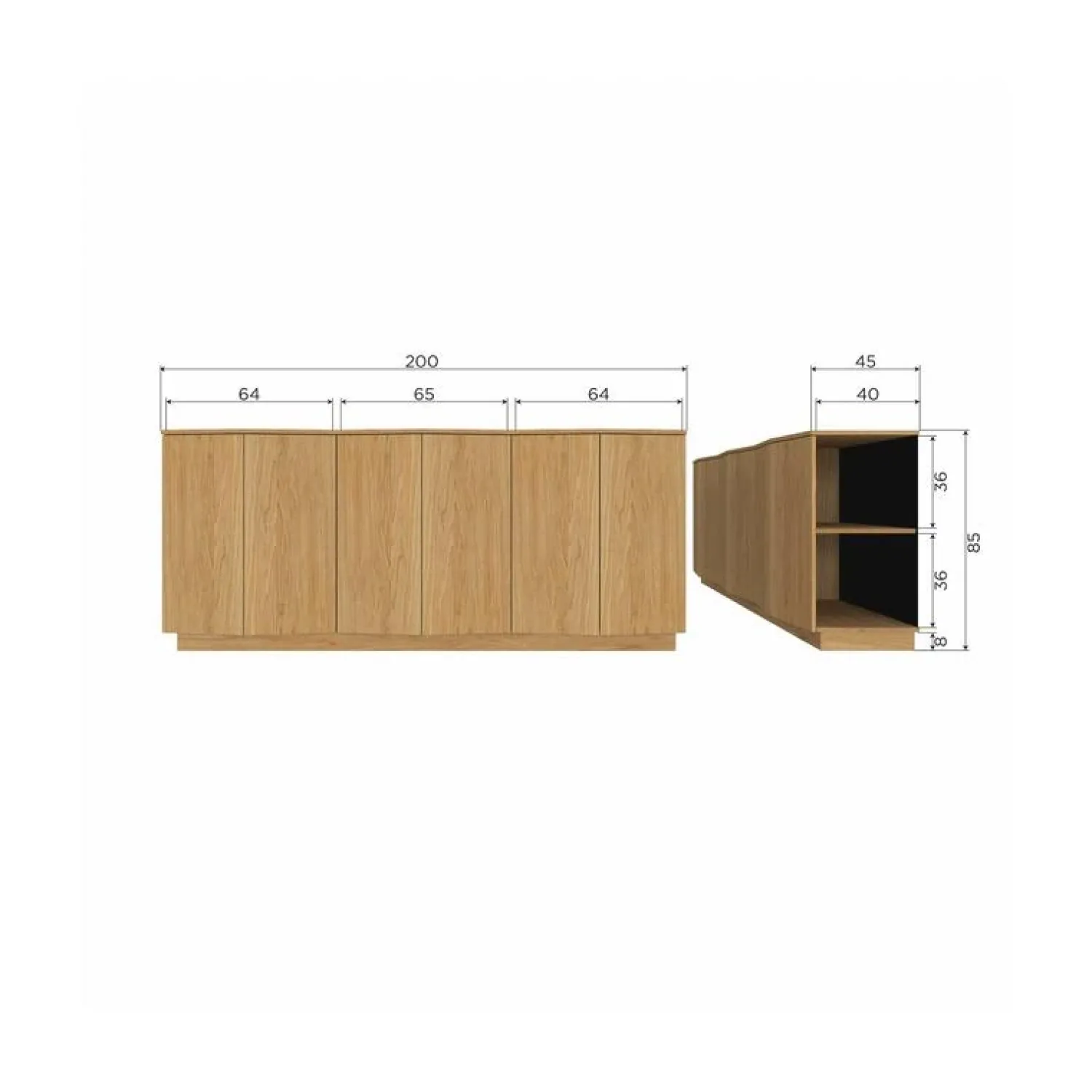 WOOOD Dressoirs|Industriele Kasten|Zuma Dressoir Eikenfineer 200cm