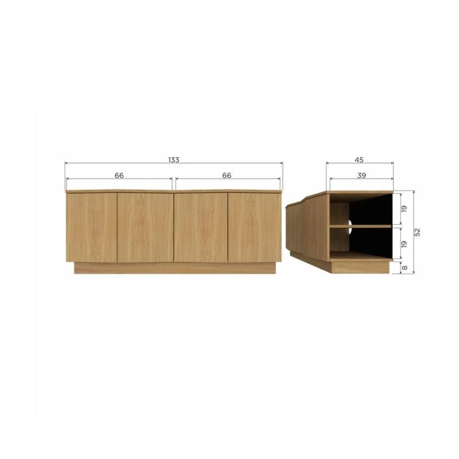 WOOOD Industriele Kasten|Tv Meubels|Zuma Tv meubel Eikenfineer 133cm