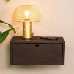 Label51 Nachtkastjes|Industriele Kasten|Zwevend Nachtkastje Hover Espresso Mangohout 45cm