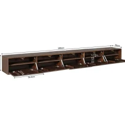 Furndea Industriele Kasten|Tv Meubels|Zwevend Tv meubel Melanie Walnoot 280cm