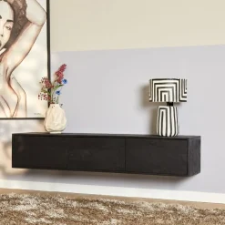 Furndea Industriele Kasten|Tv Meubels|Zwevend Tv meubel Melanie Zwart 160cm