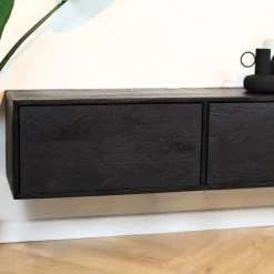 Furndea Industriele Kasten|Tv Meubels|Zwevend Tv meubel Melanie Zwart 120cm