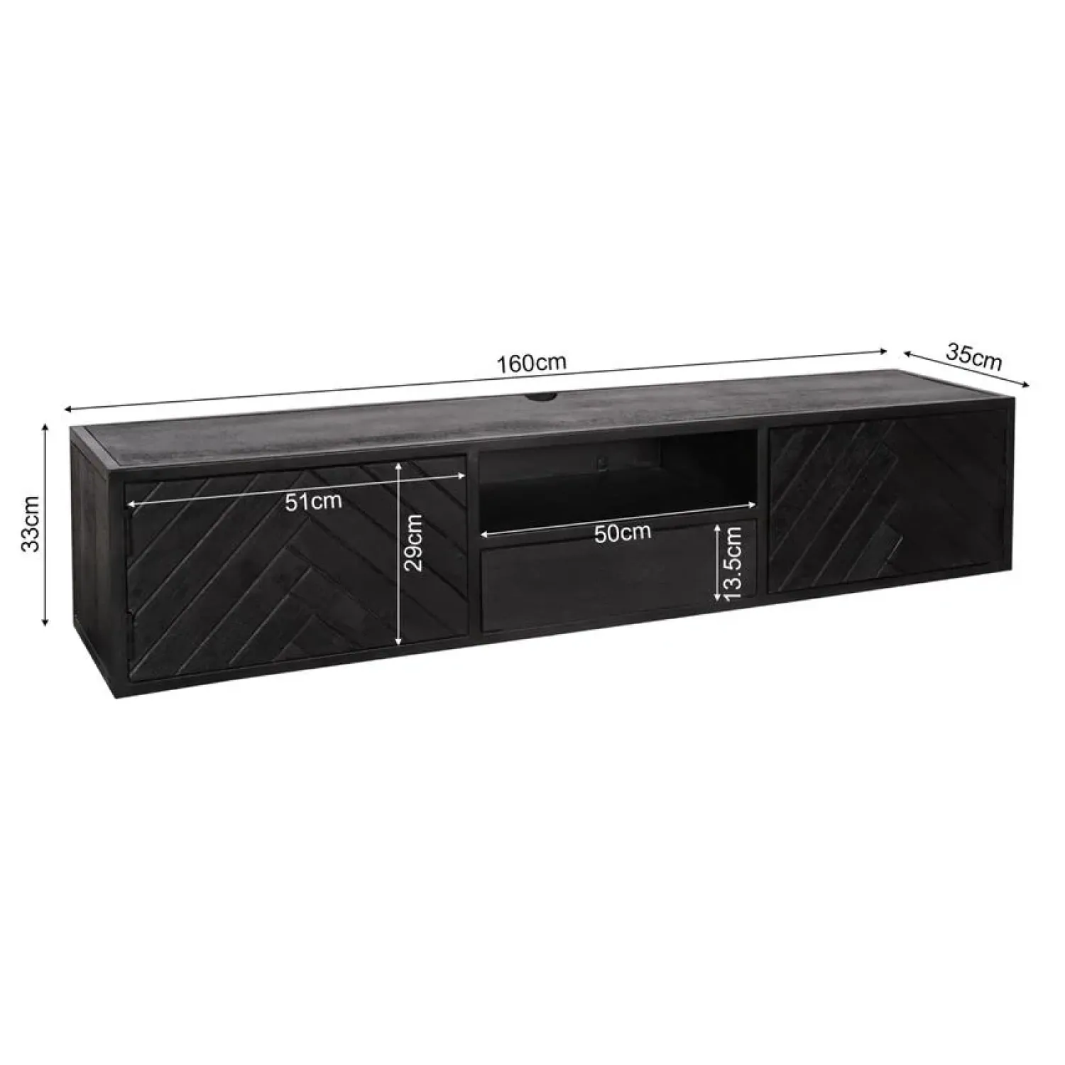 Furndea Industriele Kasten|Tv Meubels|Zwevend Tv meubel Scandi 160 cm